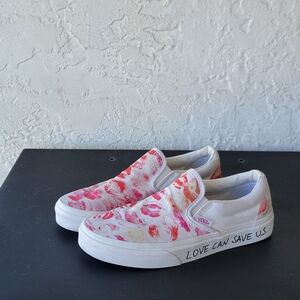 Vans Classic Slip-On OTW Gallery Sara Loruss Canvas LOVE CAN SAVE US Size W 6.5